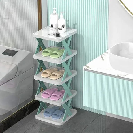 6 Layer X Shap Stackable Shoe Rack Shoe Stand Support Home Door Entrance Shoes Rack Space Saving Cabinet Shoe Storage Organizer - Oshi.pk - Buy & Sell Online