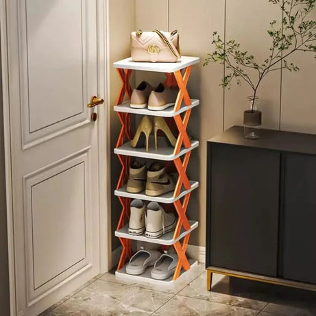 6 Layer X Shap Stackable Shoe Rack Shoe Stand Support Home Door Entrance Shoes Rack Space Saving Cabinet Shoe Storage Organizer - Oshi.pk - Buy & Sell Online