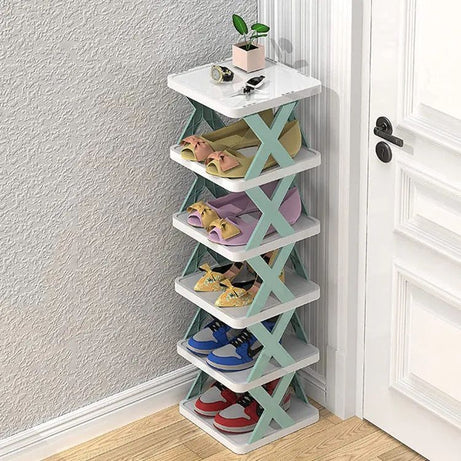 6 Layer X Shap Stackable Shoe Rack Shoe Stand Support Home Door Entrance Shoes Rack Space Saving Cabinet Shoe Storage Organizer - Oshi.pk - Buy & Sell Online