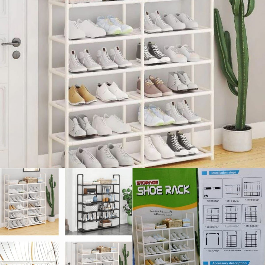 6 Layers Shoe Rack Storage Stand Organizer - White