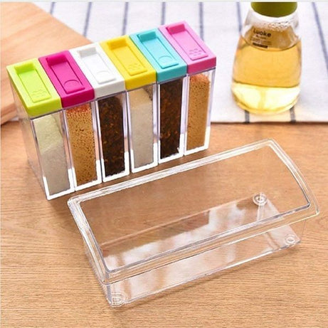 6 pcs Jar Spice Rack Plastic Seasoning Masala Box - Oshi.pk - Buy & Sell Online