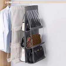 6 Pockets Double-Sided Hanging Storage Bags With Hanging Hook / Handbag, Purse, Bags Organizer - Oshi.pk - Buy & Sell Online