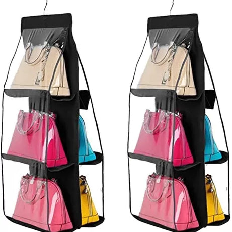 6 Pockets Double-Sided Hanging Storage Bags With Hanging Hook / Handbag, Purse, Bags Organizer - Oshi.pk - Buy & Sell Online