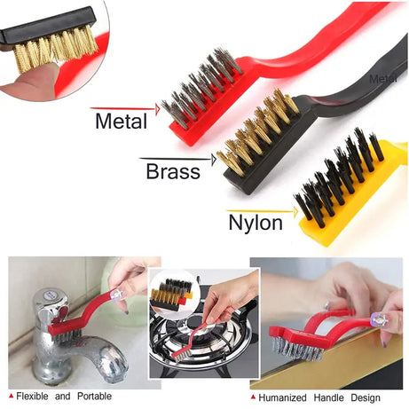 3Pcs Gas Stove Cooker Wire Copper Fiber Brush Kitchen Cleaning Tool Set - Oshi.pk - Buy & Sell Online