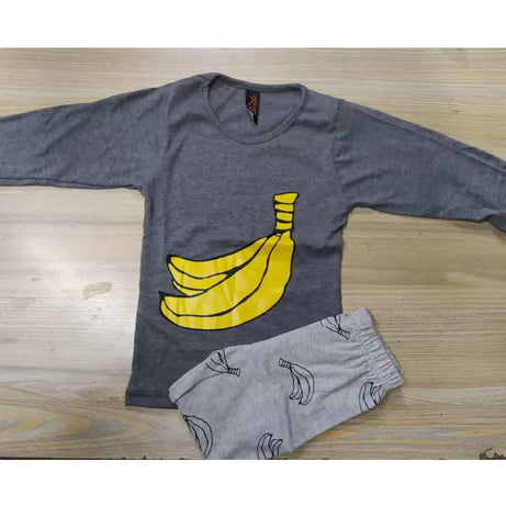 Baby Or Baba Charcoal and banana print Kids Night Suit (KD-032) - Oshi.pk - Buy & Sell Online