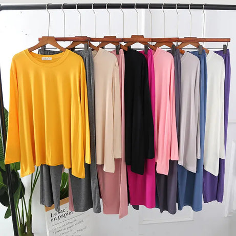 Long Sleeve & Pant Apring Soft Cotton Women Intimate Sleepwear (Black With Shocking Pink) - Oshi.pk - Buy & Sell Online