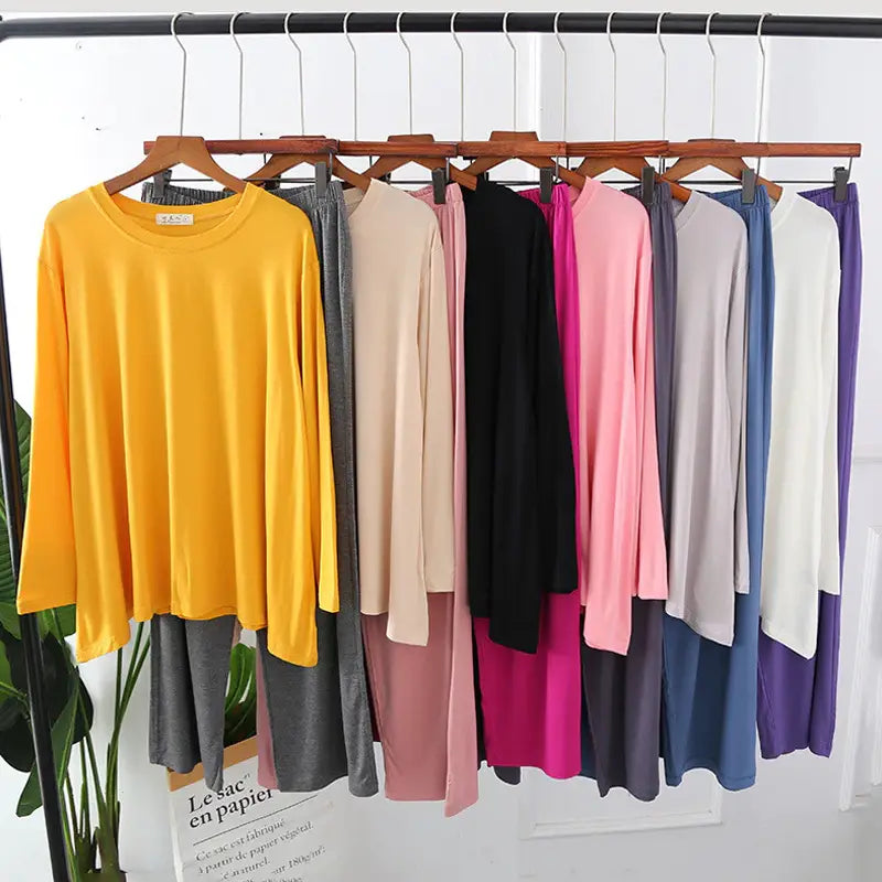 Long Sleeve & Pant Apring Soft Cotton Women Intimate Sleepwear (Black With Shocking Pink) - Oshi.pk - Buy & Sell Online