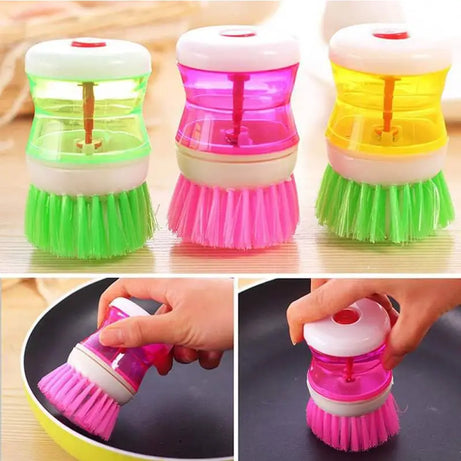 Scrub Kitchen Wash Tool Pot Dishwasher Brush with Washing Up Liquid Soap