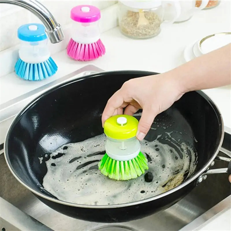 Scrub Kitchen Wash Tool Pot Dishwasher Brush with Washing Up Liquid Soap - Oshi.pk - Buy & Sell Online
