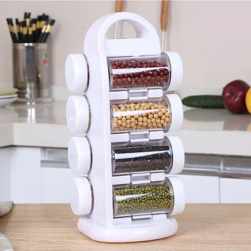 Revolving 8 Pcs Spice Rack Tower Kitchen Masala Jar - Oshi.pk - Buy & Sell Online