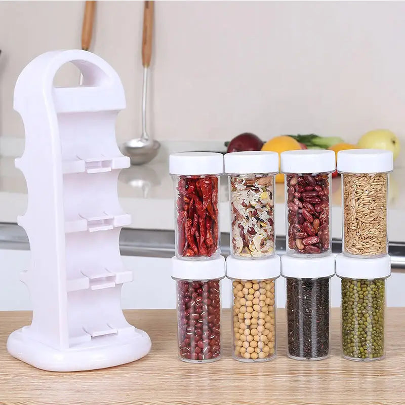 Revolving 8 Pcs Spice Rack Tower Kitchen Masala Jar - Oshi.pk - Buy & Sell Online