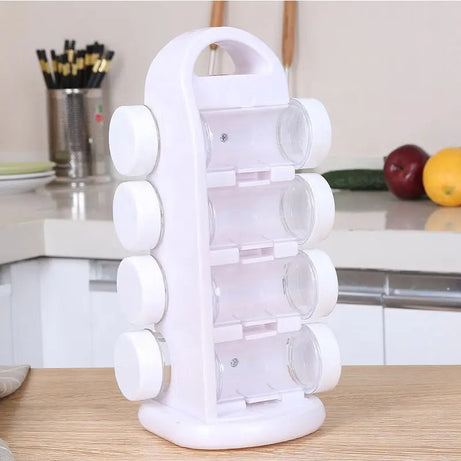 Revolving 8 Pcs Spice Rack Tower Kitchen Masala Jar - Oshi.pk - Buy & Sell Online