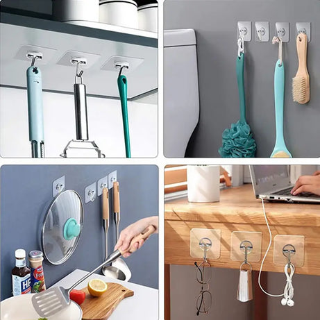 Transparent Strong Self Adhesive Door Wall Hangers Hooks (10pcs) - Oshi.pk - Buy & Sell Online