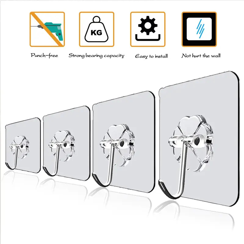 Transparent Strong Self Adhesive Door Wall Hangers Hooks (8pcs) - Oshi.pk - Buy & Sell Online