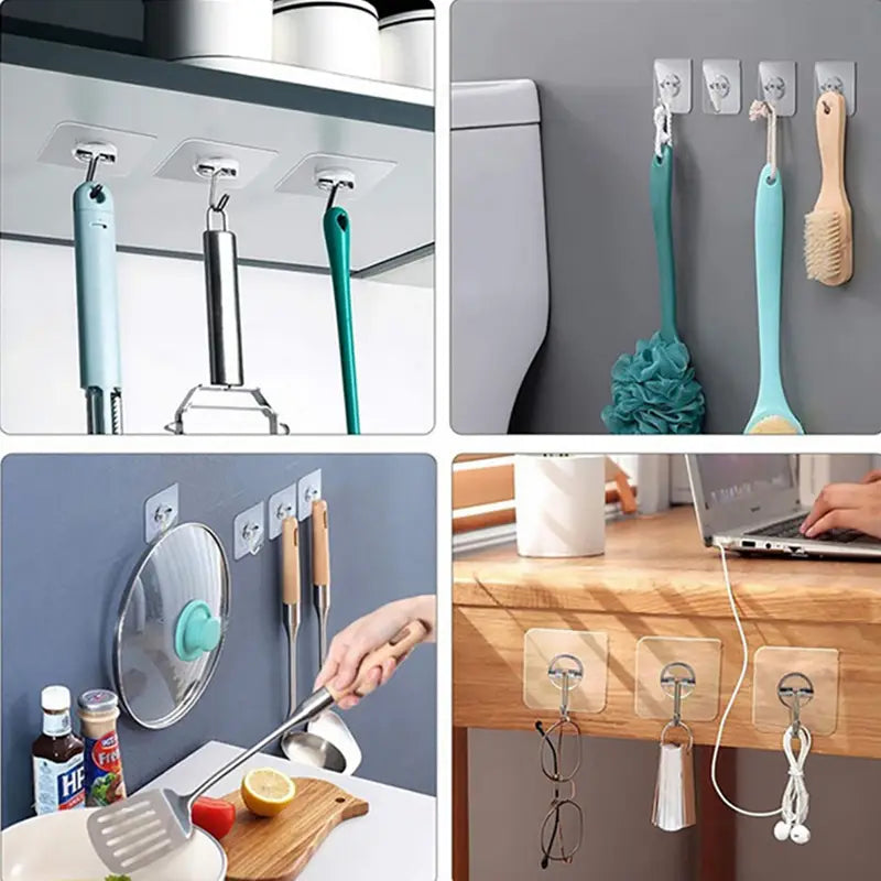 Transparent Strong Self Adhesive Door Wall Hangers Hooks (8pcs) - Oshi.pk - Buy & Sell Online