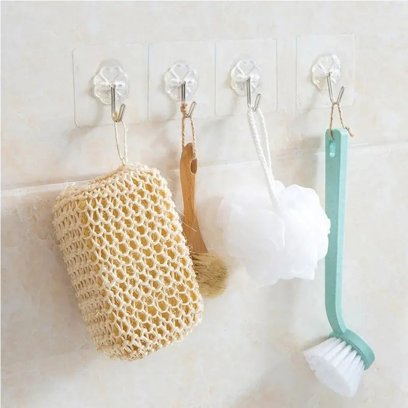 Transparent Strong Self Adhesive Door Wall Hangers Hooks (4pcs) - Oshi.pk - Buy & Sell Online