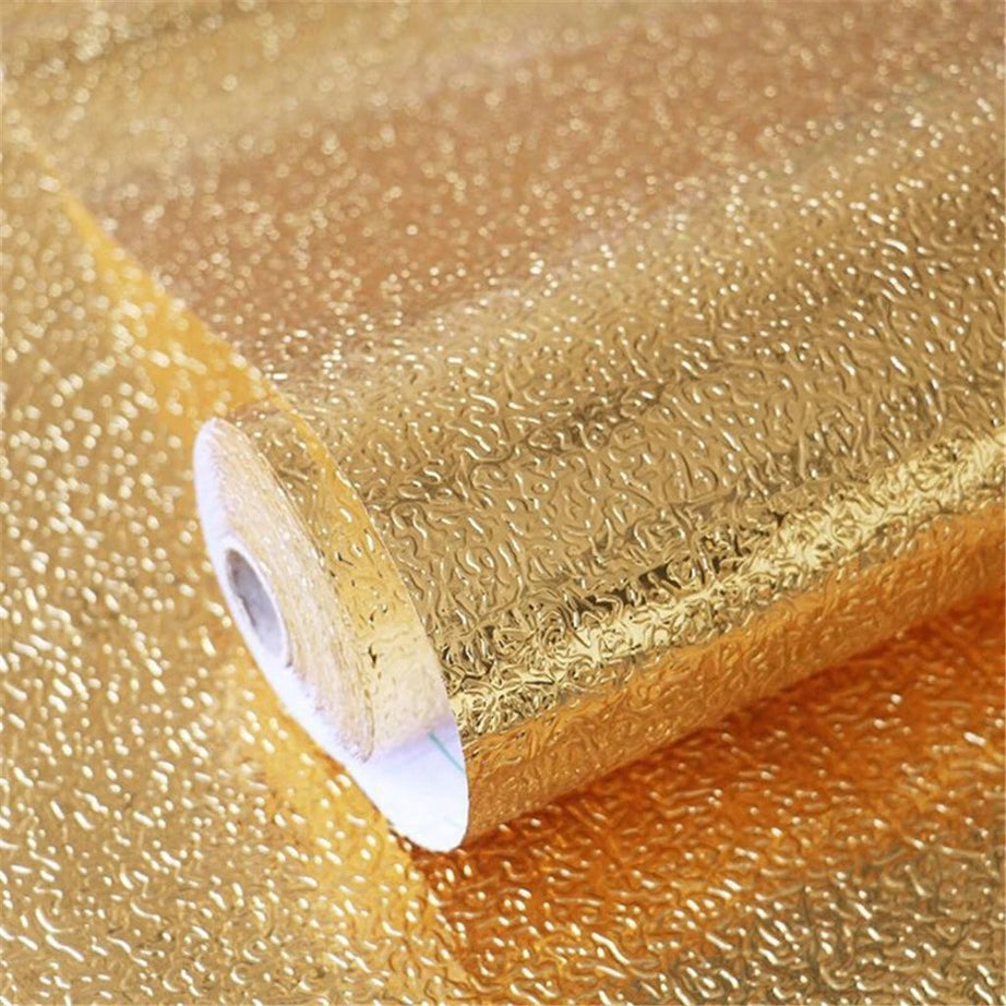 60cm X 200cm Aluminium Foil Aluminium Foil Sticker Aluminium Foil Sheet Kitchen Waterproof Self-Adhesive ( Golden ) - Oshi.pk - Buy & Sell Online