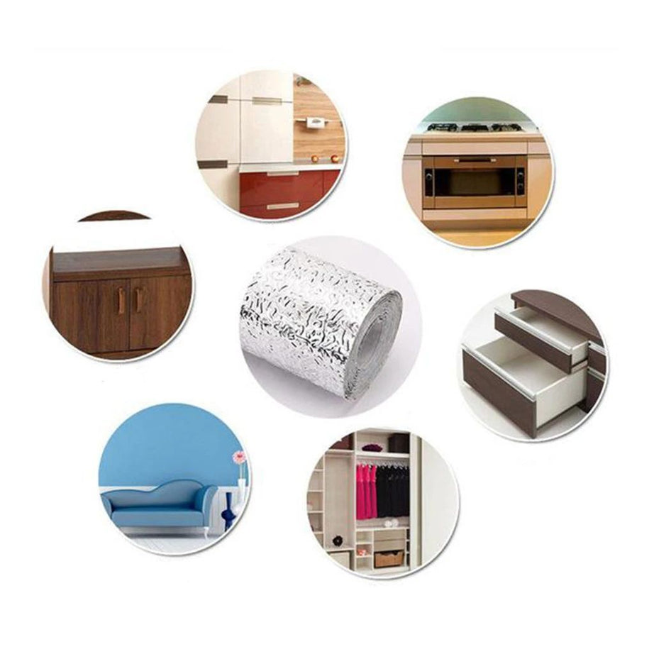 60cm X 200cm Aluminium Foil Sticker Aluminium Foil Sheet Kitchen Waterproof Self-Adhesive ( Silver ) - Oshi.pk - Buy & Sell Online