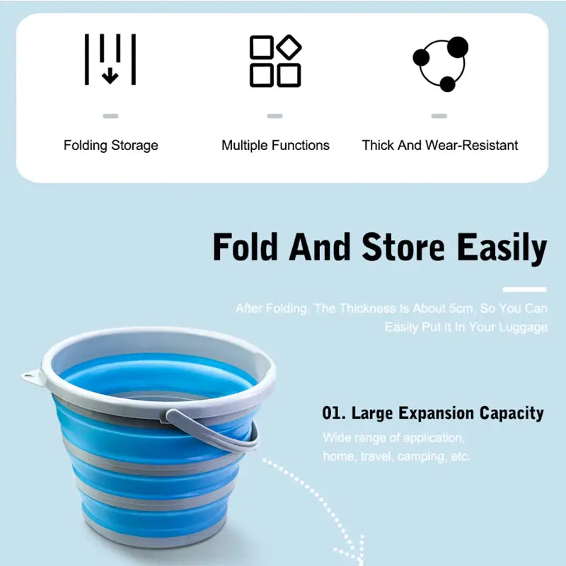 silicone folding collapsible portable water bucket (10 Ltr) - Oshi.pk - Buy & Sell Online