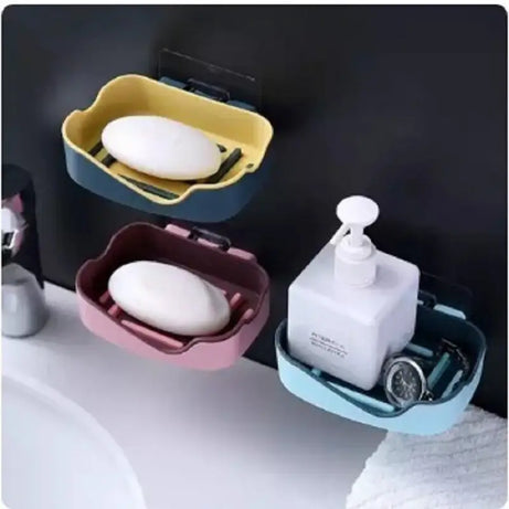 Bathroom Wall Mounted Strong Self Adhesive Soap Bar Soap Container Wall Mounted Toilet Soap Rack - Oshi.pk - Buy & Sell Online