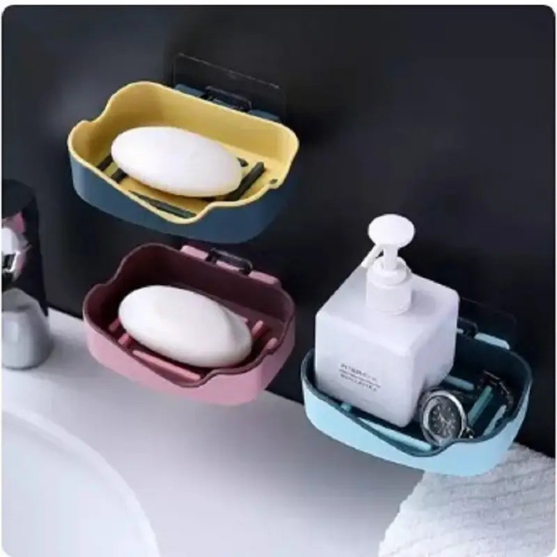 Bathroom Wall Mounted Strong Self Adhesive Soap Bar Soap Container Wall Mounted Toilet Soap Rack - Oshi.pk - Buy & Sell Online