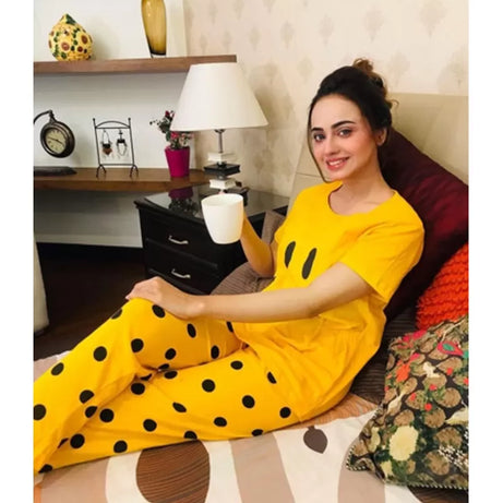 Printed Cotton Ladies Sleep Dress Night Wear with Shirt and Trouser (Design-98) - Oshi.pk - Buy & Sell Online