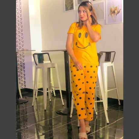 Printed Cotton Ladies Sleep Dress Night Wear with Shirt and Trouser (Design-98) - Oshi.pk - Buy & Sell Online