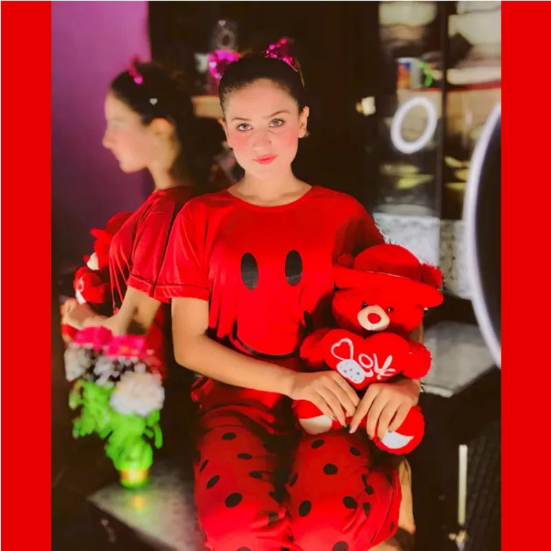 Printed Cotton Ladies Sleep Dress Night Wear with Shirt and Trouser (Design-111) - Oshi.pk - Buy & Sell Online