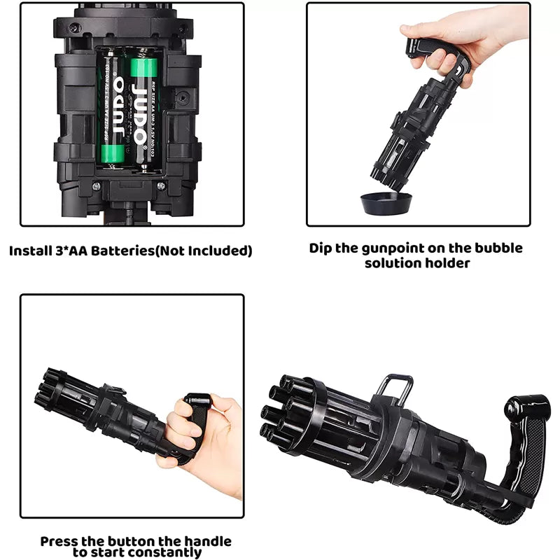 Gatling Bubble Gun Bubble Machine for Kids 8-Hole Bubble Blower Machine Gun - Oshi.pk - Buy & Sell Online