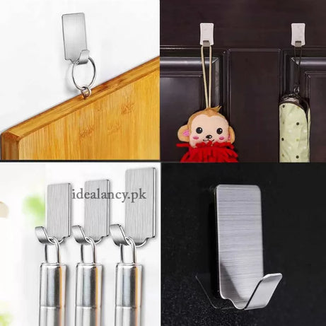 Stainless Steel Adhesive Hooks Set (6pcs) - Oshi.pk - Buy & Sell Online