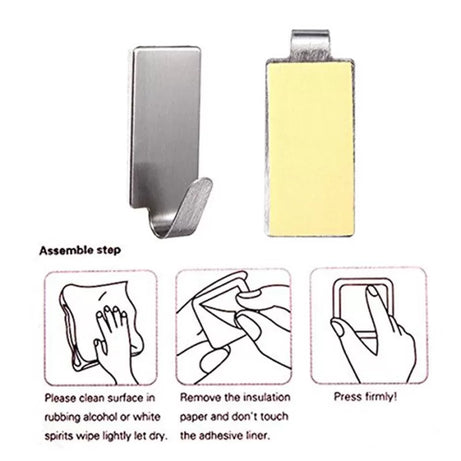 Stainless Steel Adhesive Hooks Set (9pcs) - Oshi.pk - Buy & Sell Online