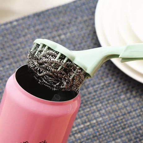 Long Handle Home Kitchen Utility Steel Wire Ball Pot Dish Cleaning Brush - Oshi.pk - Buy & Sell Online