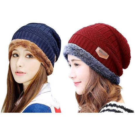 Pack of 2 – Best Quality Winter Warm Cap for Women - Oshi.pk - Buy & Sell Online