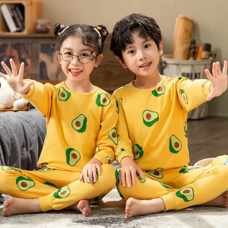 Baby Or Baba Yellow avocado print Kids Night Suit (KD-0340)