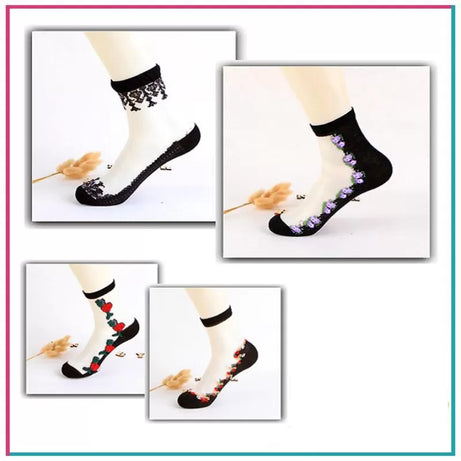 4 Pairs - Imported Ultra-Thin Elastic Transparent Socks for Women - Oshi.pk - Buy & Sell Online