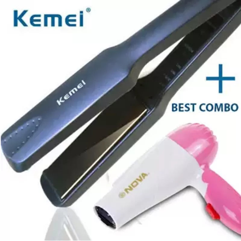 Bundles Deal Kemei Hair Straightener & Foldable Hair Dryer - Oshi.pk - Buy & Sell Online