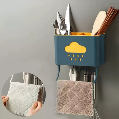 Self Adhesive Wall Mounted Kitchen Cutlery Spoon Fork Knife Chopstick Holder Organizer Stand - Oshi.pk - Buy & Sell Online