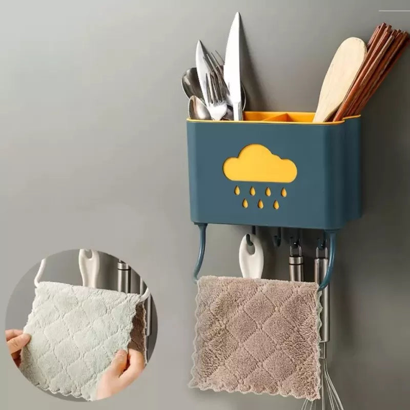 Self Adhesive Wall Mounted Kitchen Cutlery Spoon Fork Knife Chopstick Holder Organizer Stand - Oshi.pk - Buy & Sell Online