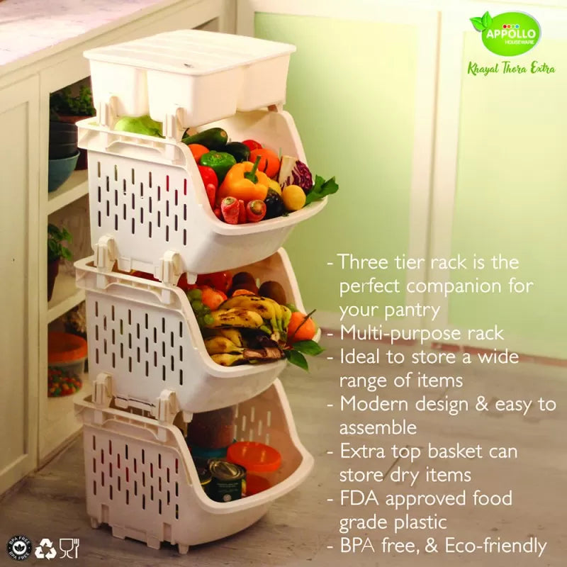 Three-tier Kitchen Rack with storage box - Oshi.pk - Buy & Sell Online