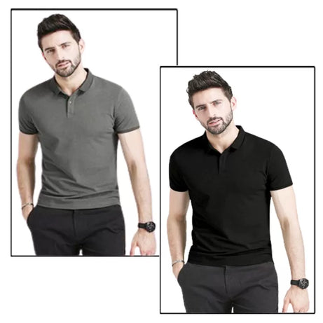 Pack of 2 - Best Quality Plain Short Sleeve Polo Shirts for Men/Boys - Oshi.pk - Buy & Sell Online