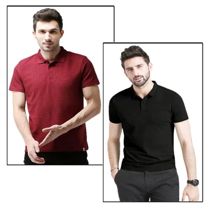 Pack of 2 - Best Quality Plain Short Sleeve Polo Shirts for Men/Boys - Oshi.pk - Buy & Sell Online