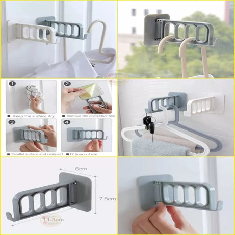 4 Hole Multi Function Strong Self-adhesive Wall Hanging Coat Hanger Hook (2 Pcs)