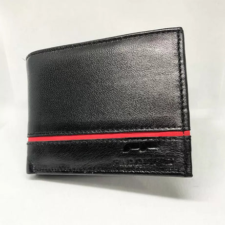 Men’s Leather Wallet (Plain Black with Contrast Red Line) - Oshi.pk - Buy & Sell Online