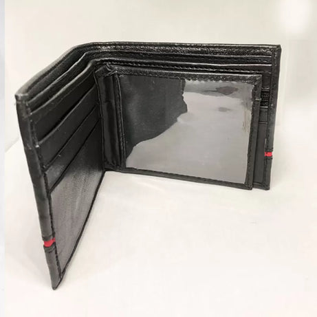 Men’s Leather Wallet (Plain Black with Contrast Red Line) - Oshi.pk - Buy & Sell Online