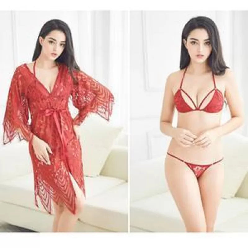 Women's Floral Lace Design See through Short Nighty Lingerie - Oshi.pk - Buy & Sell Online