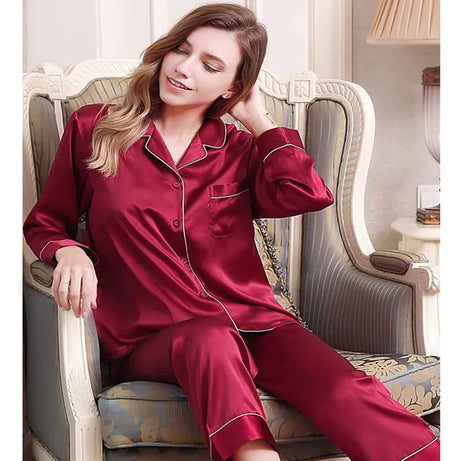 Silk Night Suit For Women (Red) (Design-2) - Oshi.pk - Buy & Sell Online