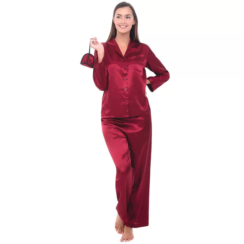 Silk Night Suit For Women (Maroon) - Oshi.pk - Buy & Sell Online