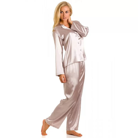 Silk Night Suit For Women (Silver)