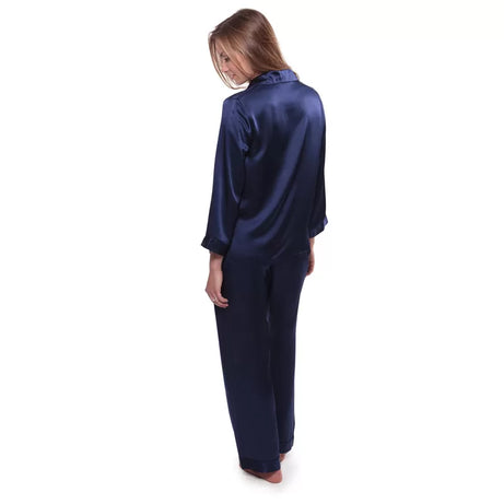 Silk Night Suit For Women (Navy Blue)