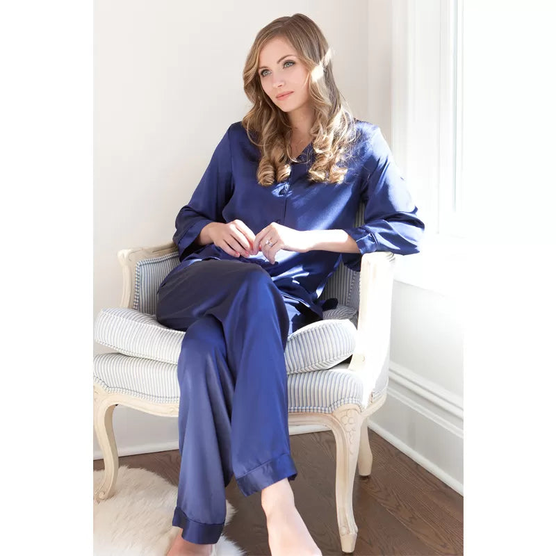 Silk Night Suit For Women (Navy Blue) - Oshi.pk - Buy & Sell Online